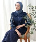 Blus Lura Bordir Dark Navy