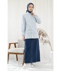 Blus Velya Kotak Biru Muda Big Size - Image 2