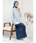 Blus Velya Kotak Biru Muda Big Size - Image 5