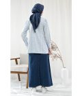 Blus Velya Kotak Biru Muda Big Size - Image 4