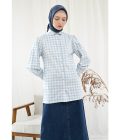 Blus Velya Kotak Biru Muda Big Size - Image 3