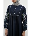 Gamis Miranti Bordir Navy Big Size - Image 3