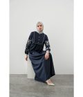 Gamis Miranti Bordir Navy Big Size