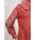 Blus Lura Bordir Coral Pink - Image 4