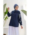 Blus Lura Bordir Light Navy Big Size