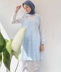 Tunik Asha Kotak Biru Muda Big Size - Image 4