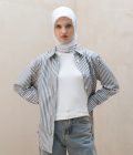 Blus Luna Stripe Hitam Big Size