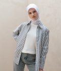 Blus Luna Stripe Hitam Big Size - Image 12