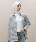 Blus Luna Stripe Hitam Big Size - Image 7
