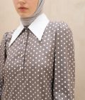 Gamis Zenia Polka Grey Big Size - Image 3