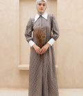 Gamis Zenia Polka Grey Big Size