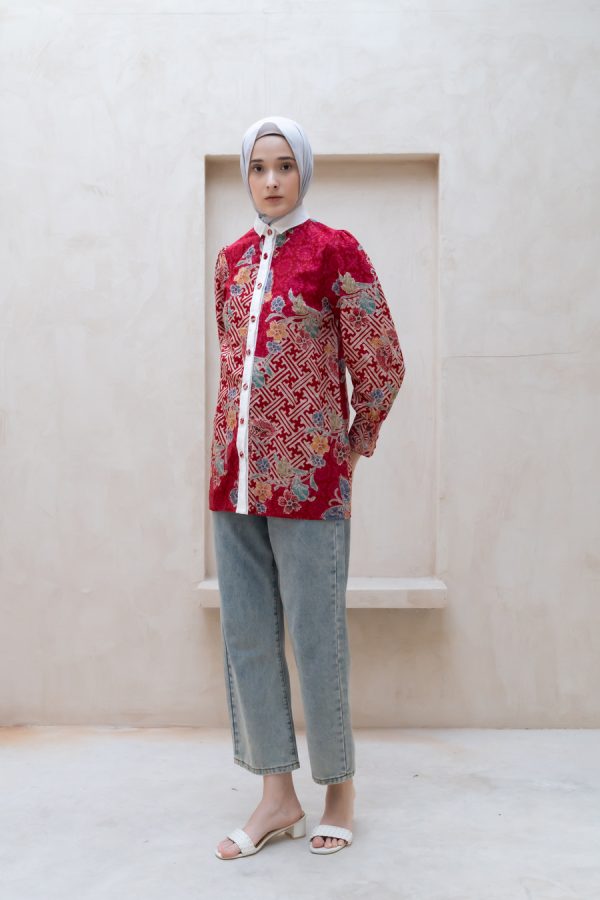 Blus Velya Saras Merah - Image 3