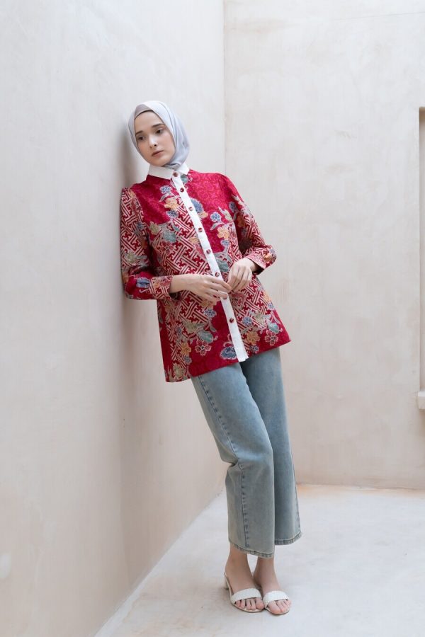 Blus Velya Saras Merah - Image 4