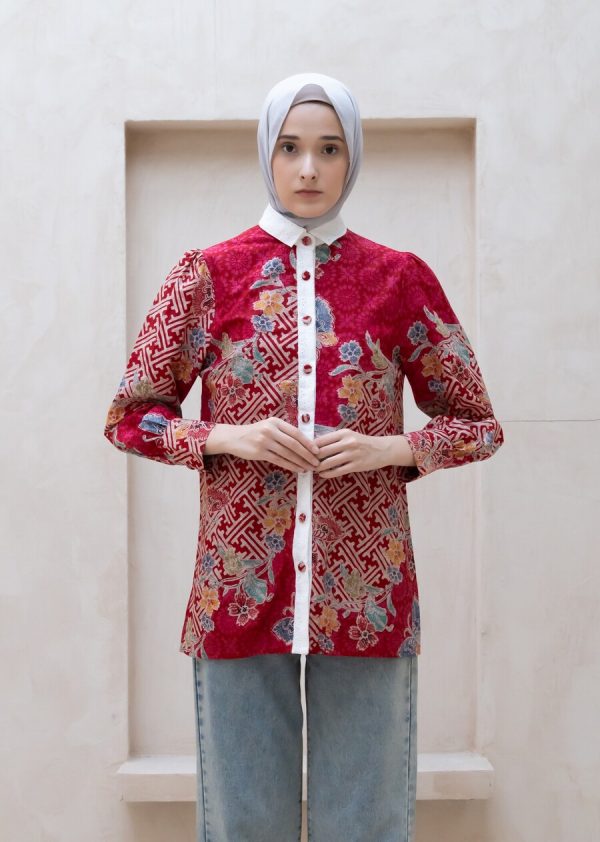 Blus Velya Saras Merah - Image 6