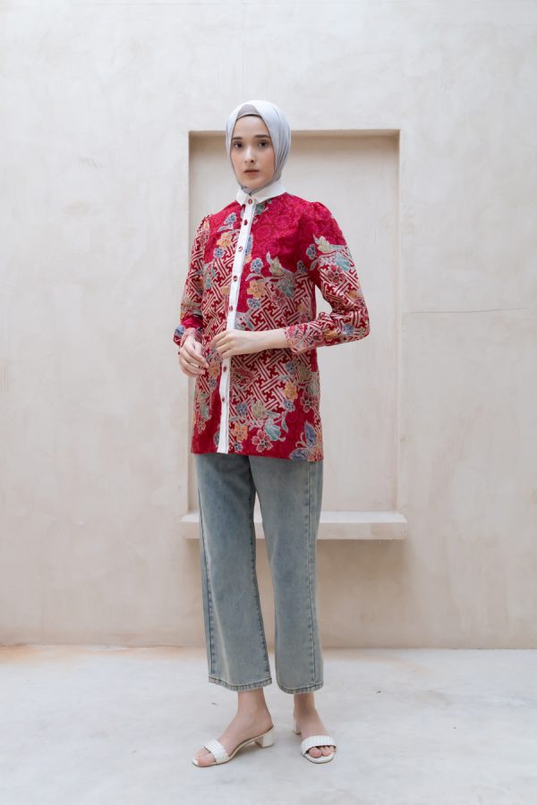 Blus Velya Saras Merah - Image 5