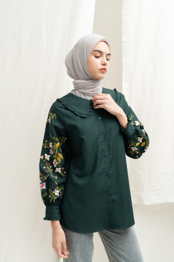 Blus Lura Bordir Emerald Green - Image 2