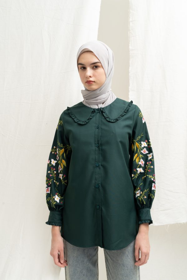 Blus Lura Bordir Emerald Green - Image 7