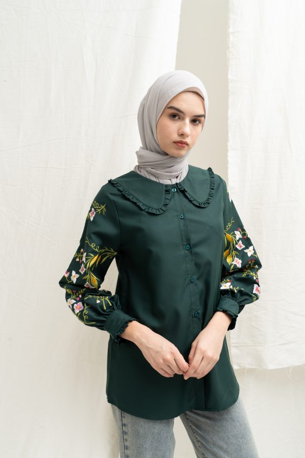 Blus Lura Bordir Emerald Green - Image 6