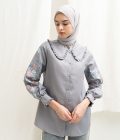 Blus Lura Bordir Silver Grey - Image 2