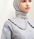 Blus Lura Bordir Silver Grey - Image 3