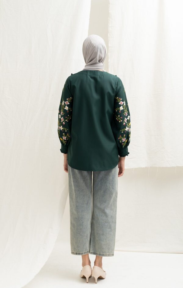 Blus Lura Bordir Emerald Green - Image 5