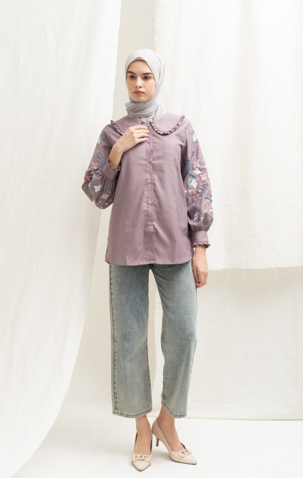 Blus Lura Bordir Lavender - Image 7