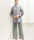 Blus Lura Bordir Silver Grey - Image 8