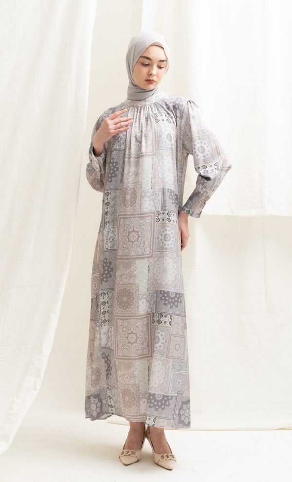 Gamis Lara Diyora Grey Pastel Big Size