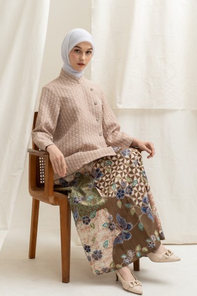 Kebaya Janggan Melati Coklat Muda Big Size