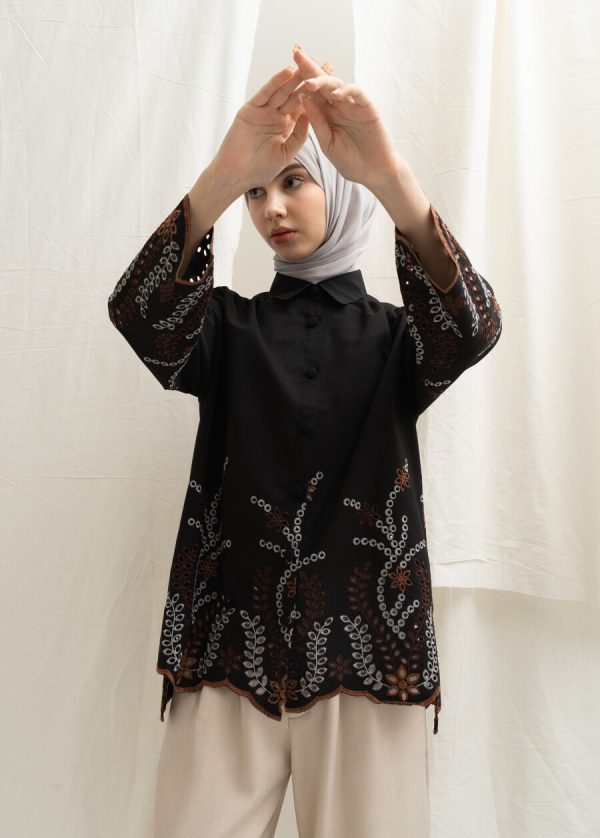Blus Afiya Hitam Big Size - Image 5