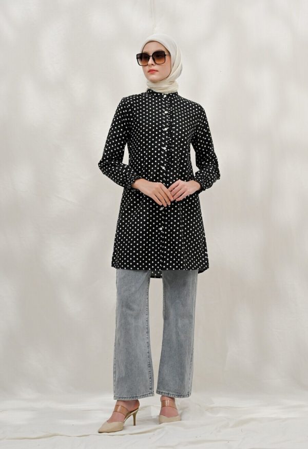 Tunik Lyla Polka Hitam Big Size - Image 2