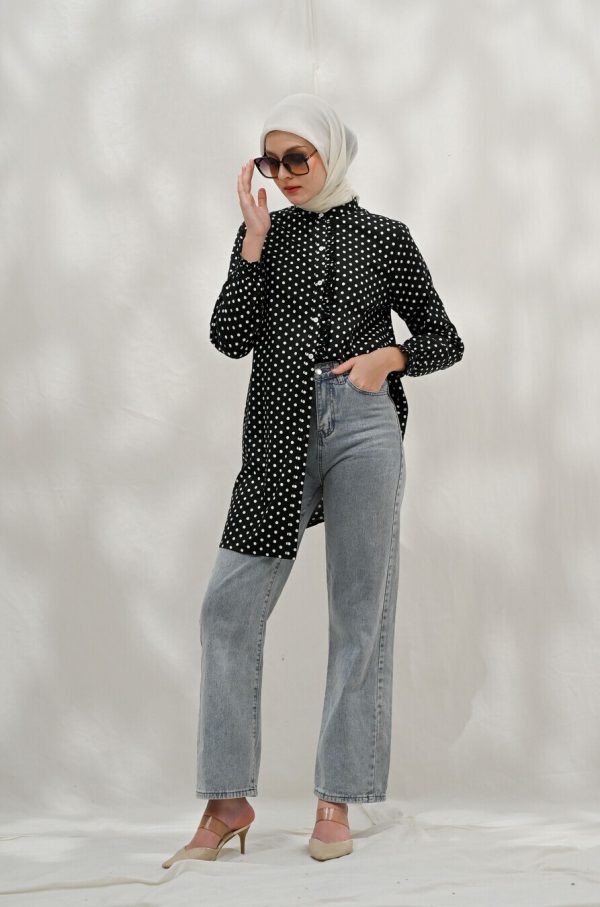 Tunik Lyla Polka Hitam Big Size - Image 7
