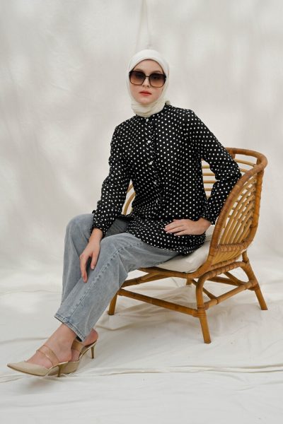 Tunik Lyla Polka Hitam