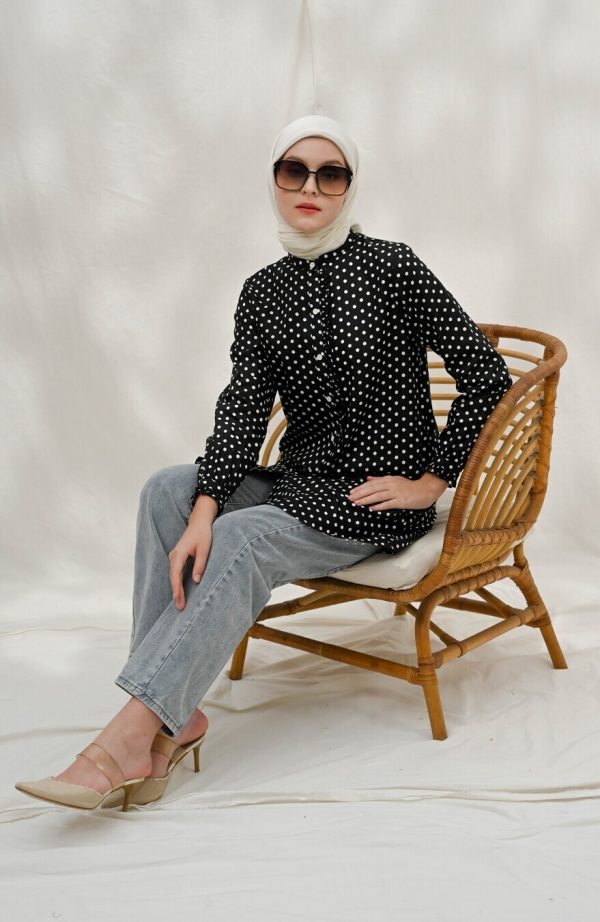 Tunik Lyla Polka Hitam Big Size - Image 5