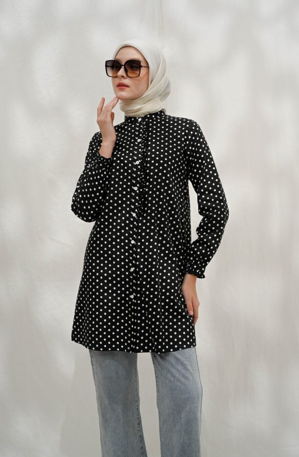 Tunik Lyla Polka Hitam Big Size
