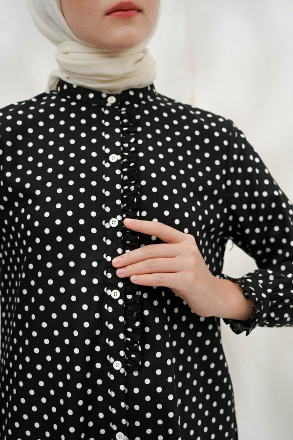Tunik Lyla Polka Hitam Big Size - Image 3