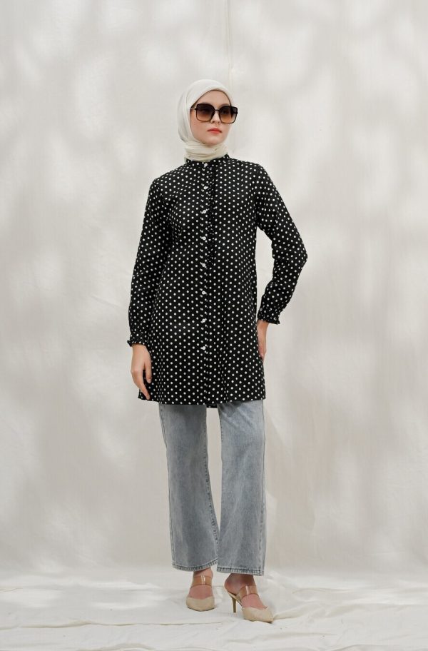 Tunik Lyla Polka Hitam Big Size - Image 4