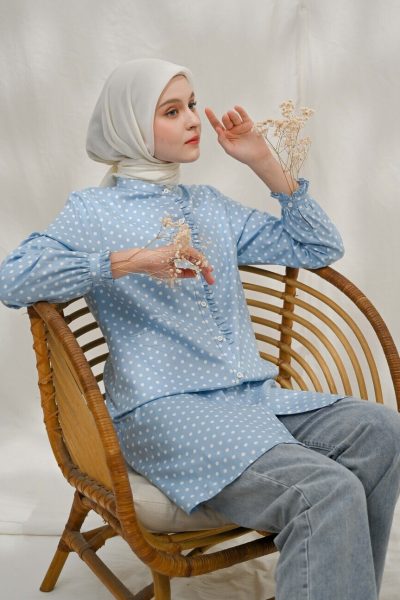 Tunik Lyla Polka Light Blue Big Size