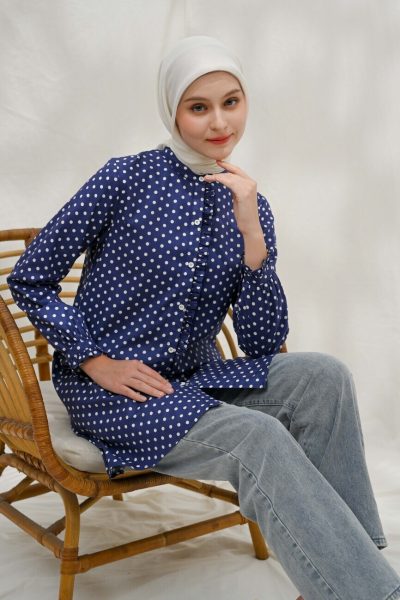 Tunik Lyla Polka Navy Big Size