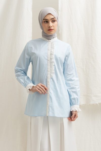Blus Lyla Lace Blue Big Size