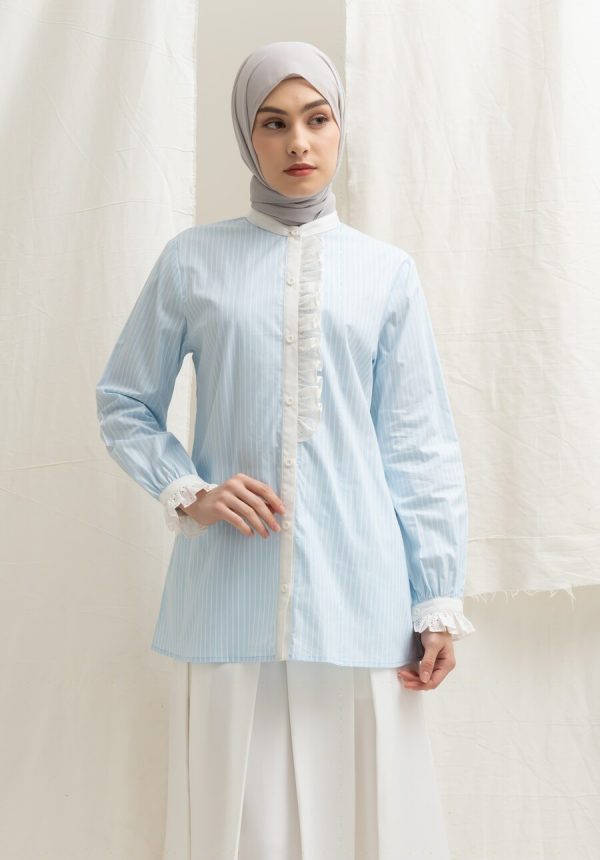 Blus Lyla Lace Blue Big Size