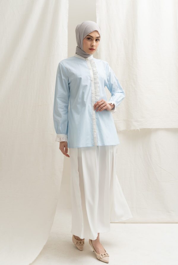Blus Lyla Lace Blue Big Size - Image 2