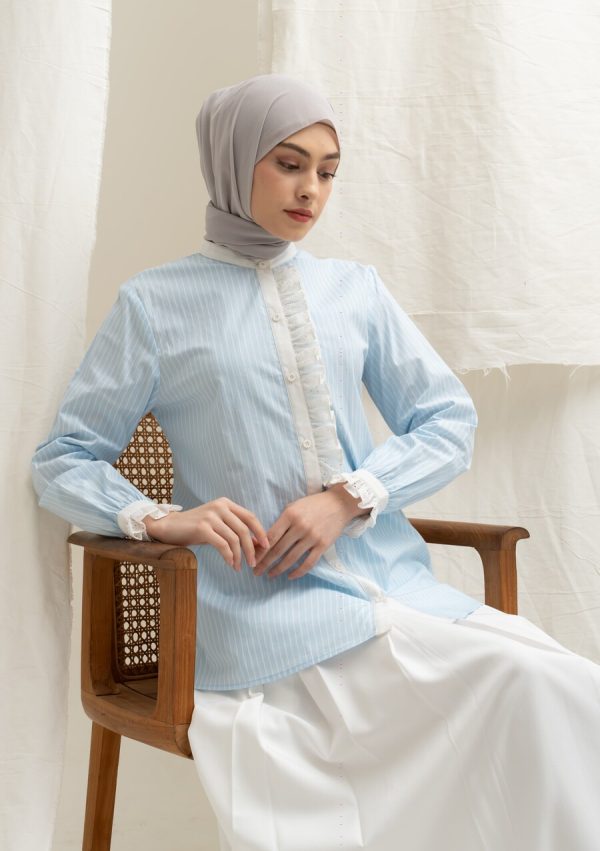 Blus Lyla Lace Blue Big Size - Image 5