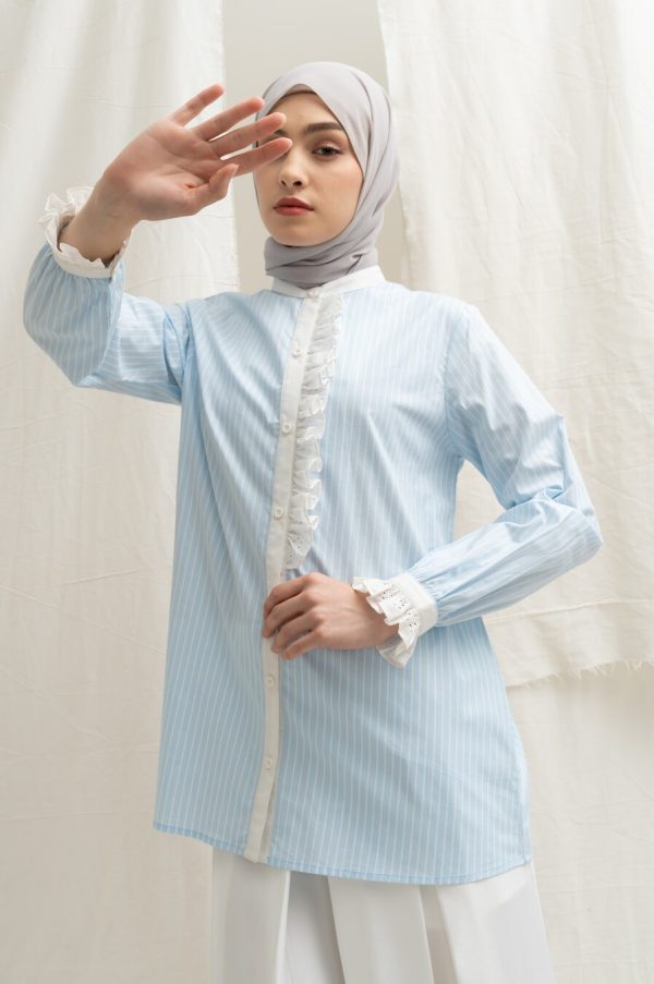 Blus Lyla Lace Blue Big Size - Image 9