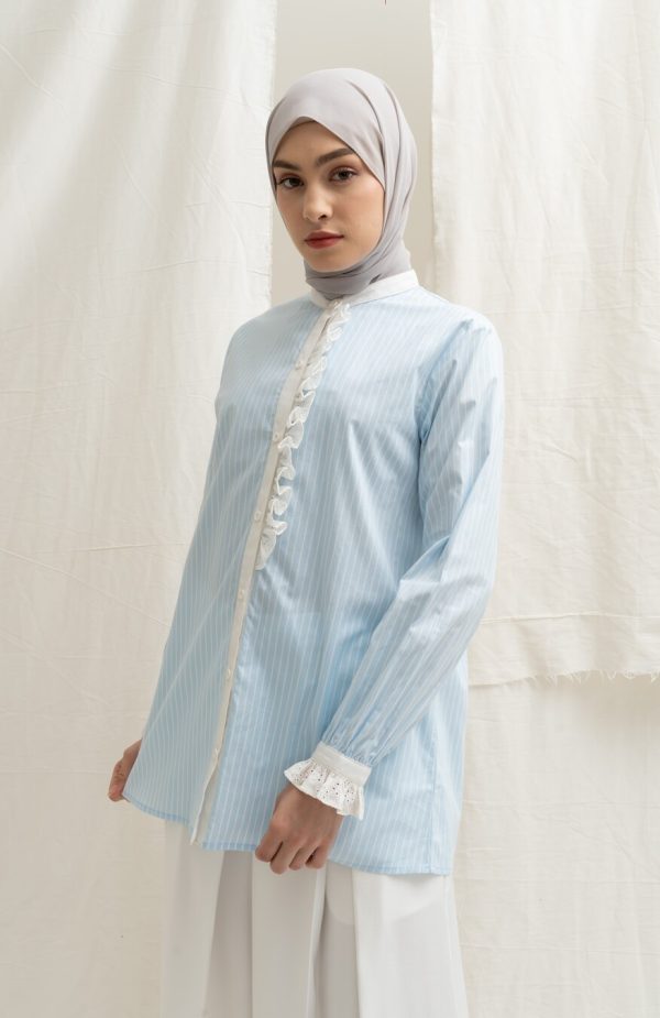 Blus Lyla Lace Blue Big Size - Image 7
