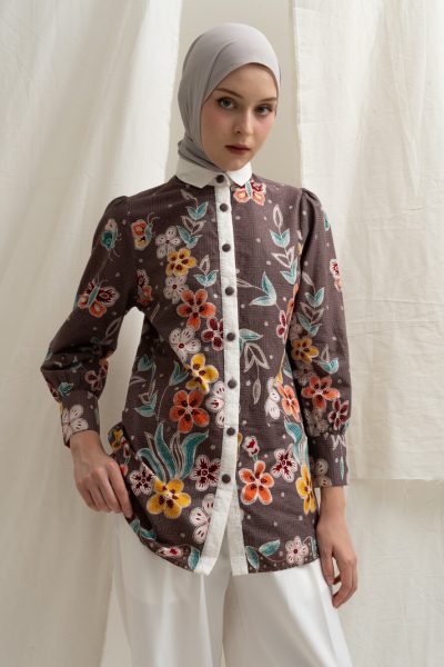 Blus Velya Nilam Grey Big Size