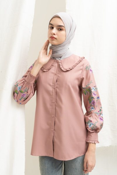 Blus Lura Bordir Dusty Pink Big Size