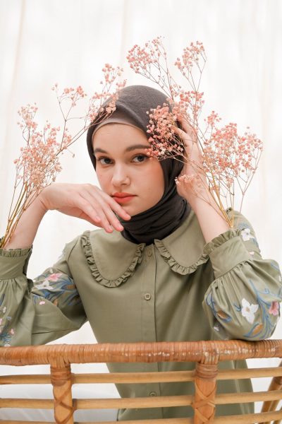 Blus Lura Bordir Sage Grey