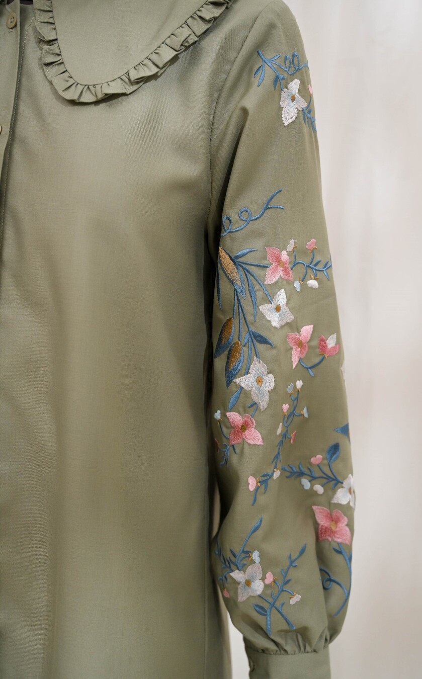 Blus Lura Bordir Sage Grey - Image 3