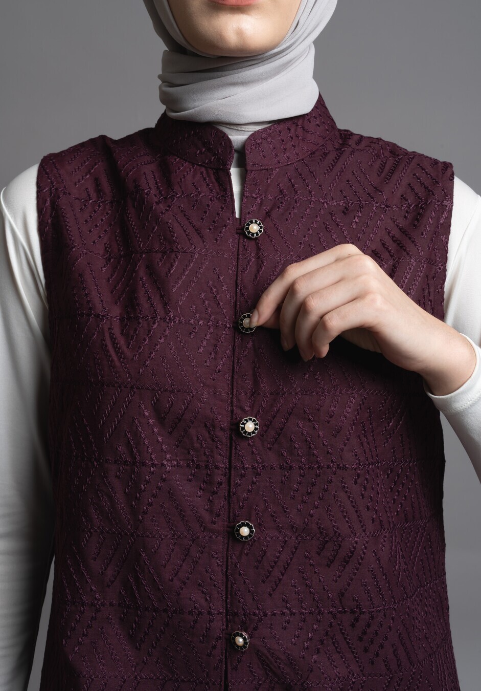 Long Outer Ghia Marun - Image 3